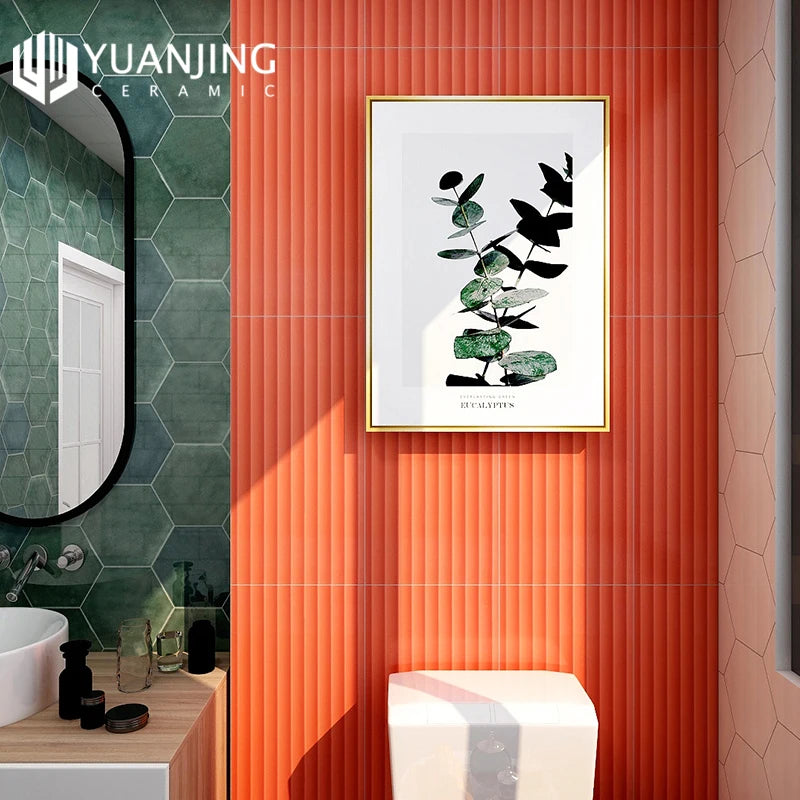 Gạch ốp tường 300x600mm gợn sóng hồng
