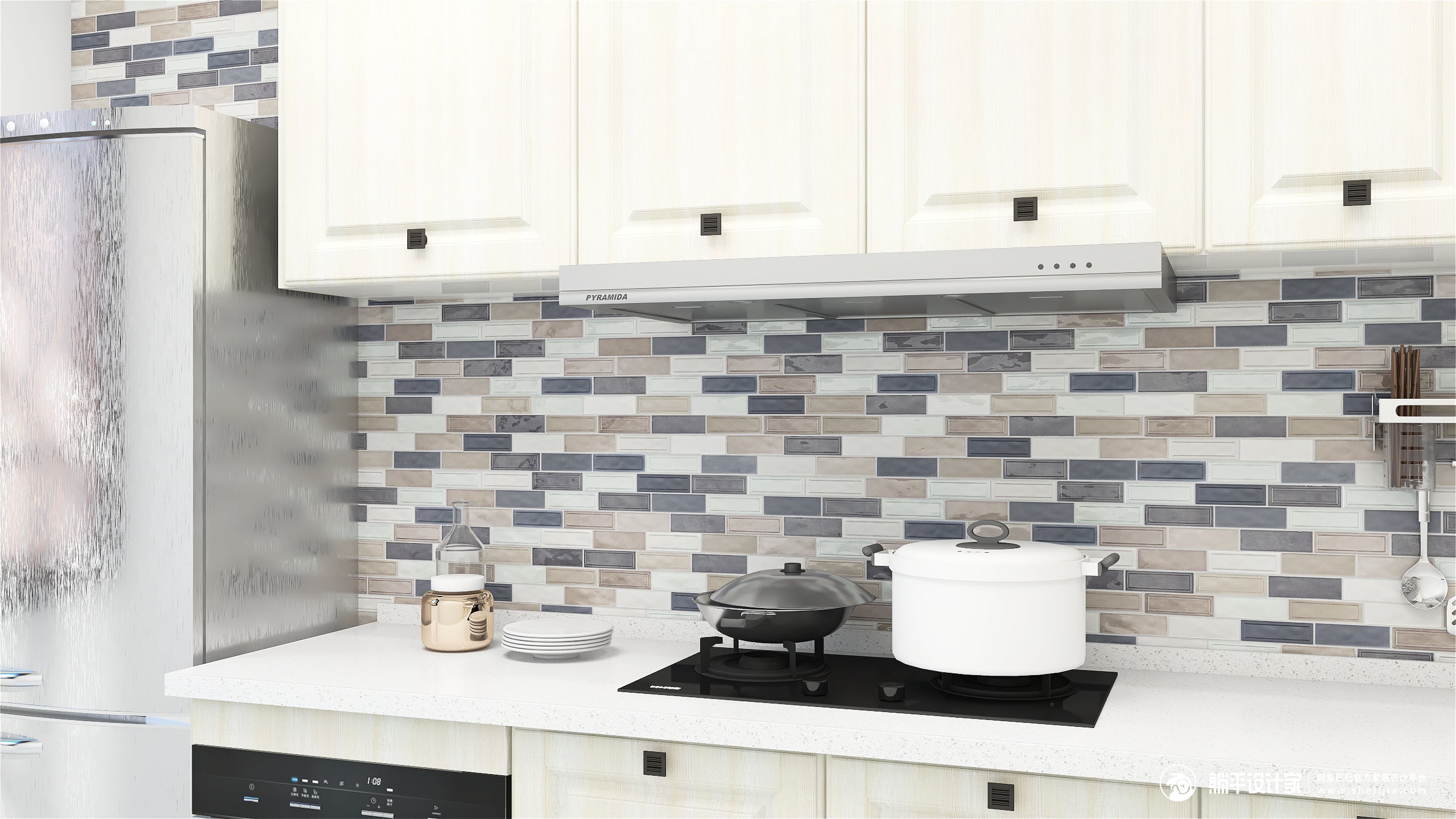 Miếng dán mosaic gạch kính ốp tường bếp