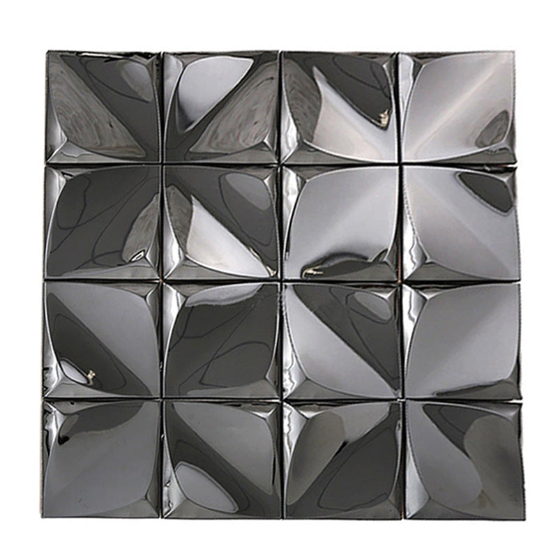 Gạch Mosaic Thép Không Gỉ 3D Họa Tiết Hình Học cho Bếp Hiện Đại, Phòng Tắm, Tường Gương, Bàn và Studio KTV của Người Nổi Tiếng Trên Mạng