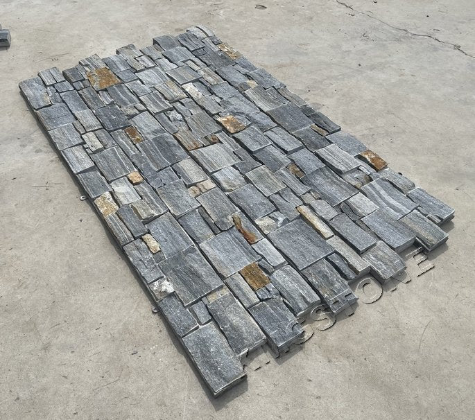 Tấm ốp đá phiến xanh xếp lớp cho tường ngoại thất Đá ốp đá phiến xanh