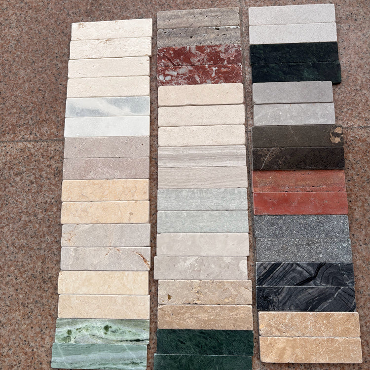 Gạch Mosaic Đá Cẩm Thạch Xám Kiểu Subway Khổ Lớn Mài Thô