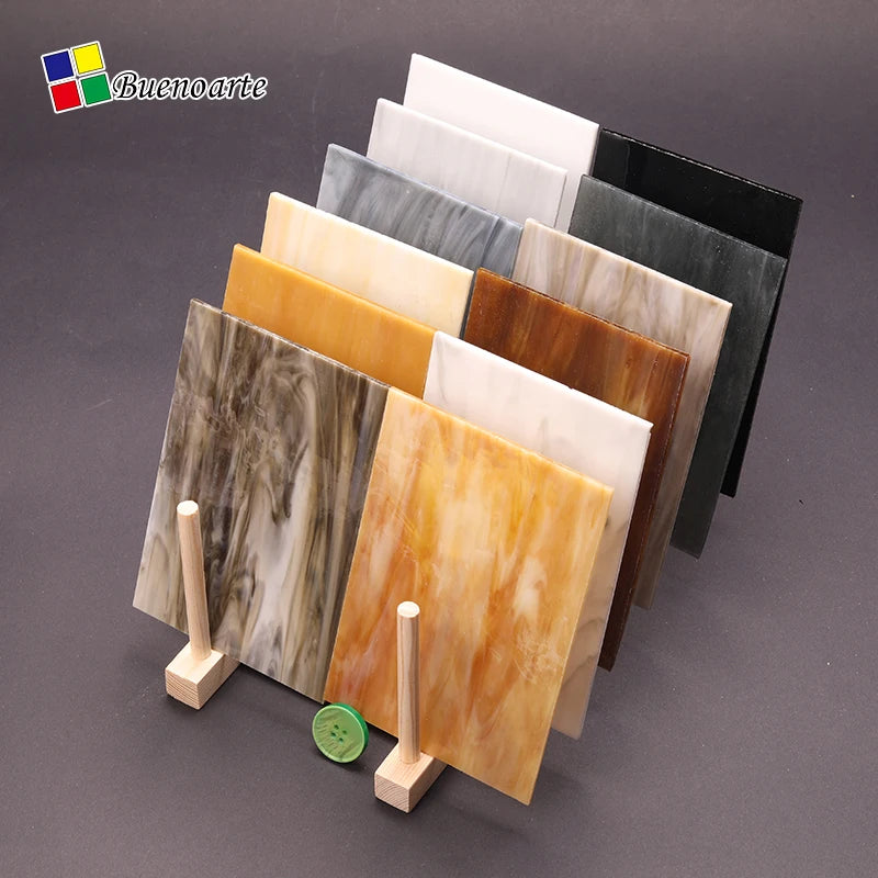 10x10cm 12Pcs/Set Stained Glass Sheet & Cathedral Glass Sheet for Diy Art Mural Tiffany Glass Tile and Diy Mosaic Lamp Kits