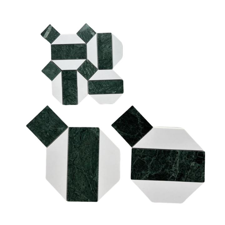Gạch mosaic đá cẩm thạch OMK Green Retro khối lớn cho sảnh khách sạn, phòng tắm &amp; nhà bếp, sàn gỗ, phòng khách, phòng ngủ, hành lang