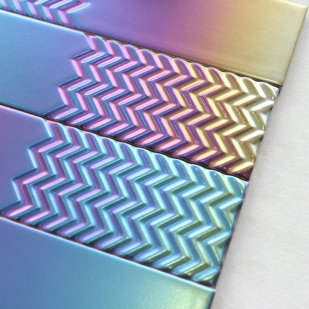 Gạch 3D ốp tường gốm kiểu subway tráng men mạ điện màu vàng kim