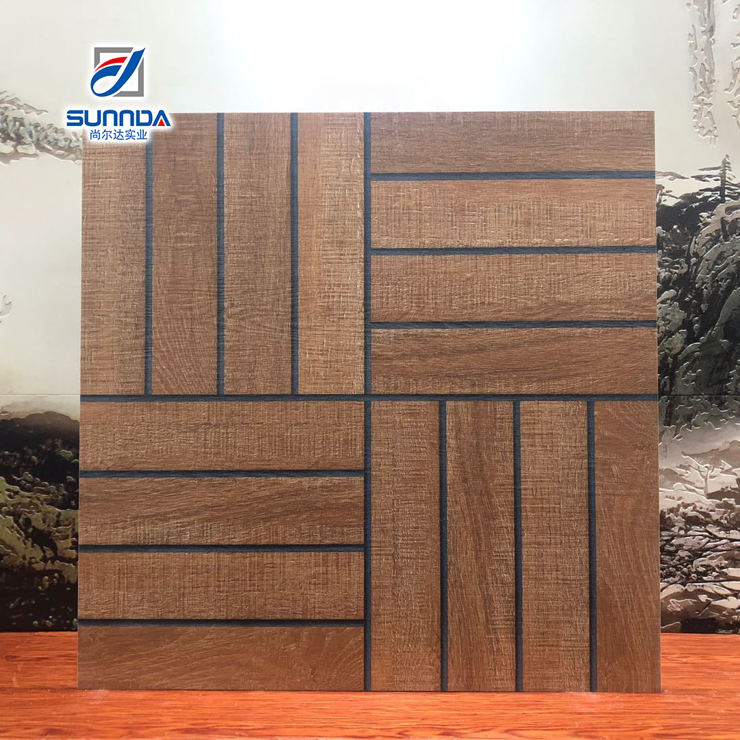 Gạch lát nền Porcelain Trung Quốc giả gỗ thô mộc chống trượt 60x60cm lát ngoài trời