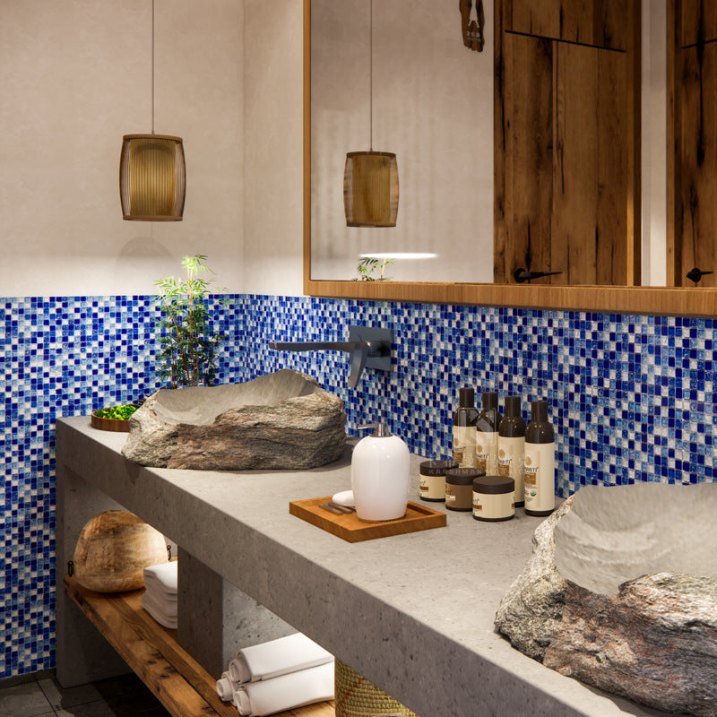 Gạch Mosaic Hồ Bơi Hình Vuông Nhiều Màu, Trang Trí Tường Bếp Khách Sạn Hiện Đại, Thiết Kế Mosaic Với Hiệu Ứng Rạn Băng