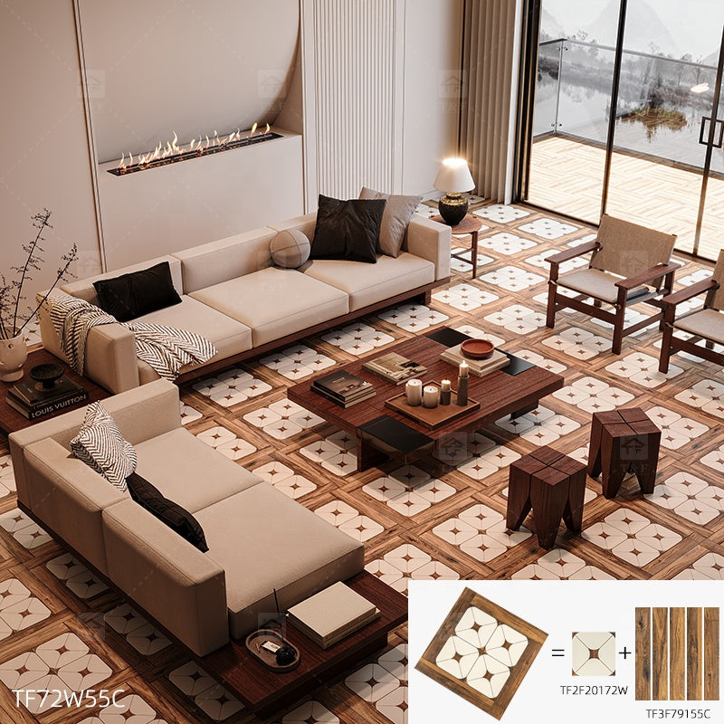 Mẫu Gạch Sứ Lát Sàn Họa Tiết Pha Trộn Cổ Điển Pháp Mới Về dùng cho Phòng Tắm, Bếp, Tường Ốp Bếp và Phòng Khách