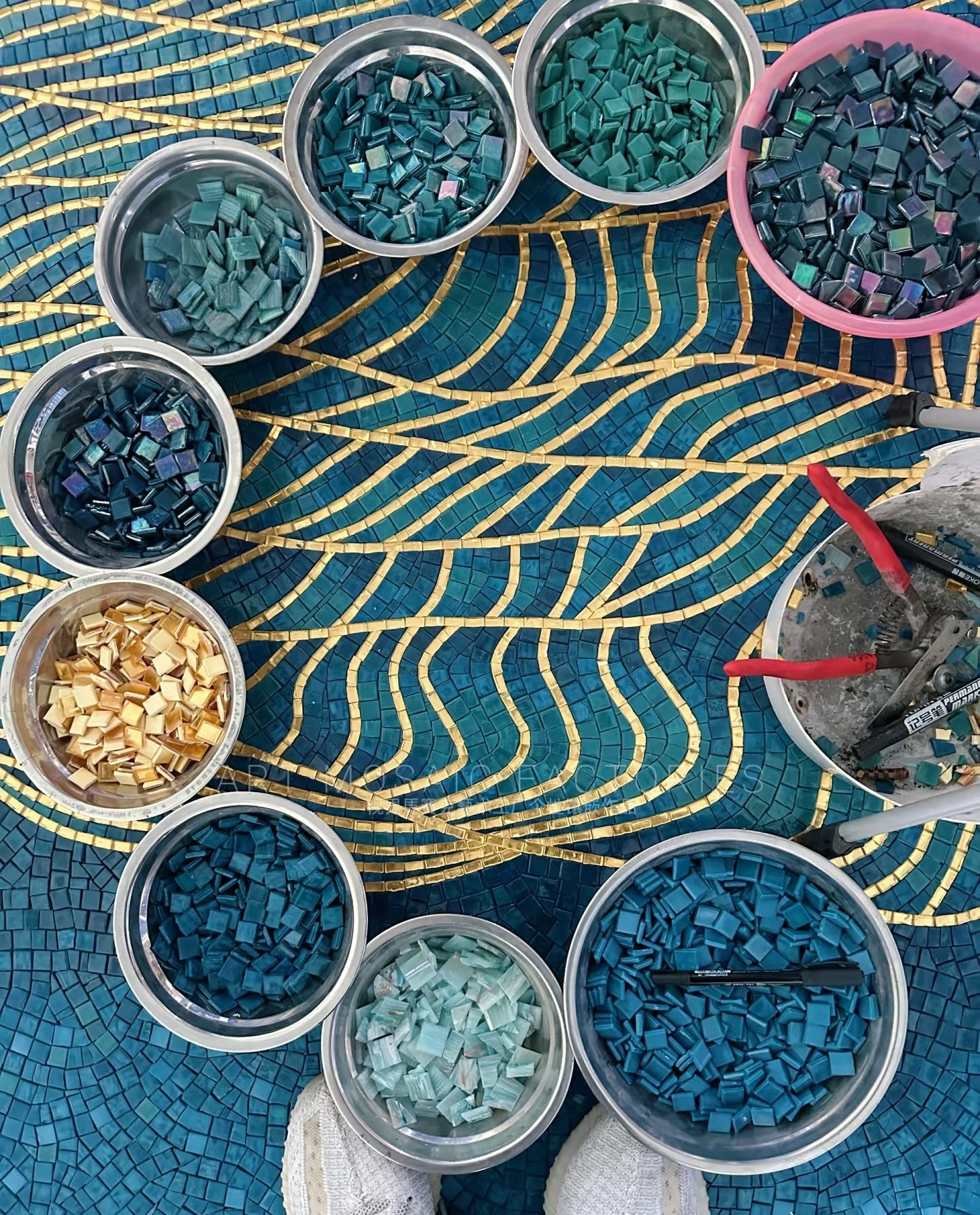 Tranh Tường Nghệ Thuật Mosaic Kính Cho Hồ Bơi Và Tường