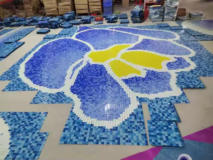 Gạch ốp tường mOSAIC kính nghệ thuật trang trí thủ công họa tiết hoa nhiều màu tùy chỉnh