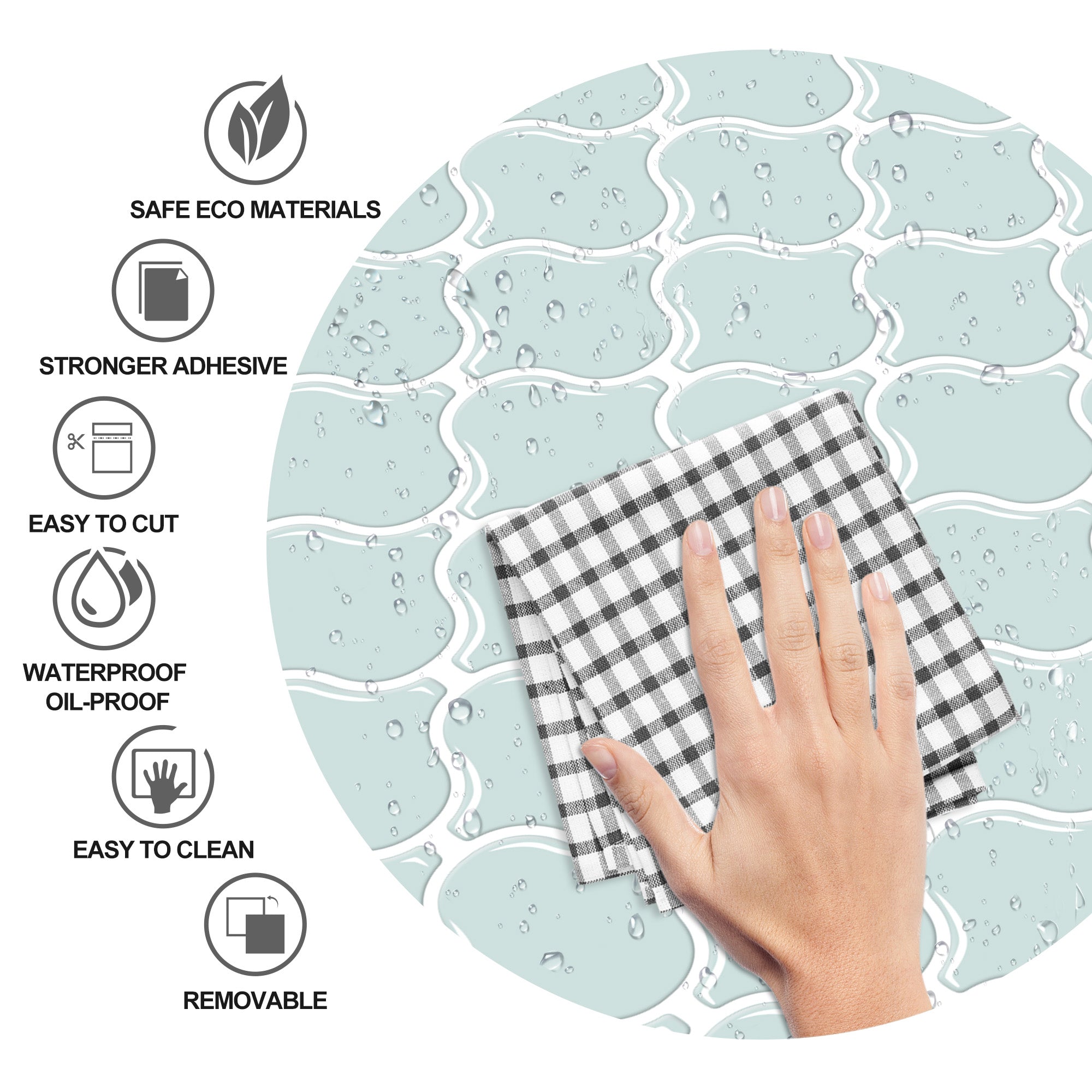 Gạch Dán Tường Trang Trí Tự Dính Mới Ra Mắt của Jorunn Màu Xanh Dương cho Phòng Tắm và Nhà Bếp Lớn