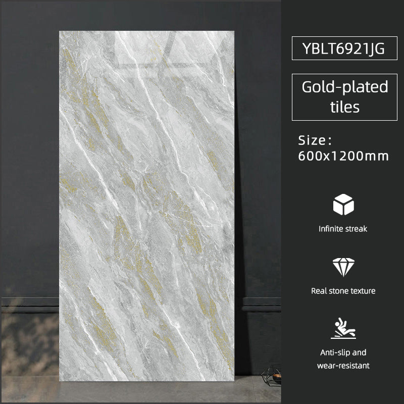 Khuyến Mãi Gạch Sứ Tráng Men Bóng Lớn 600x1200mm Thiết Kế Vân Đá Cẩm Thạch Xám Chống Trơn Trượt Kháng Khuẩn Lát Sàn Nội Thất Khách Sạn