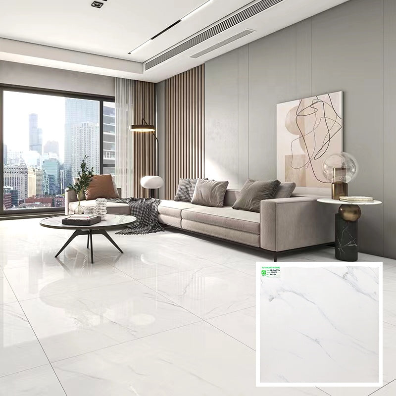 Gạch lát nền Porcelain 60x60 vân đá cẩm thạch trắng Carrara trang trí nhà hiện đại