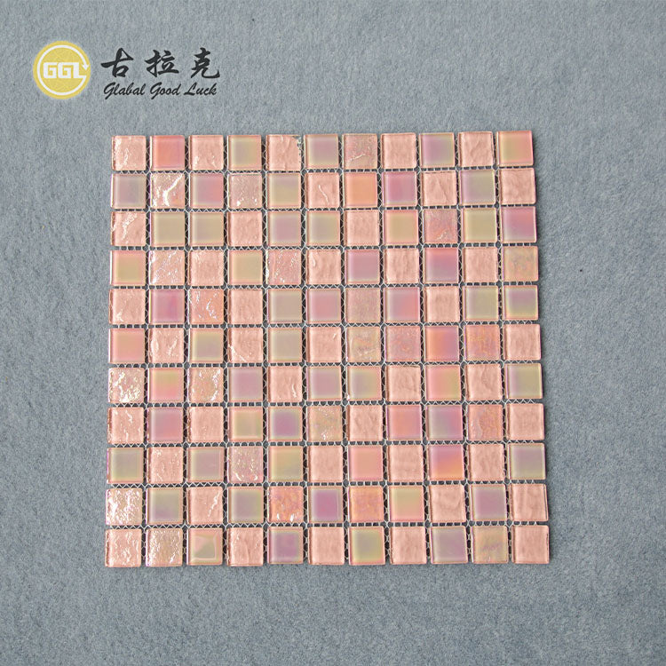Gạch Mosaic Kính Pha Lê Óng Ánh Hồng Lộng Lẫy
