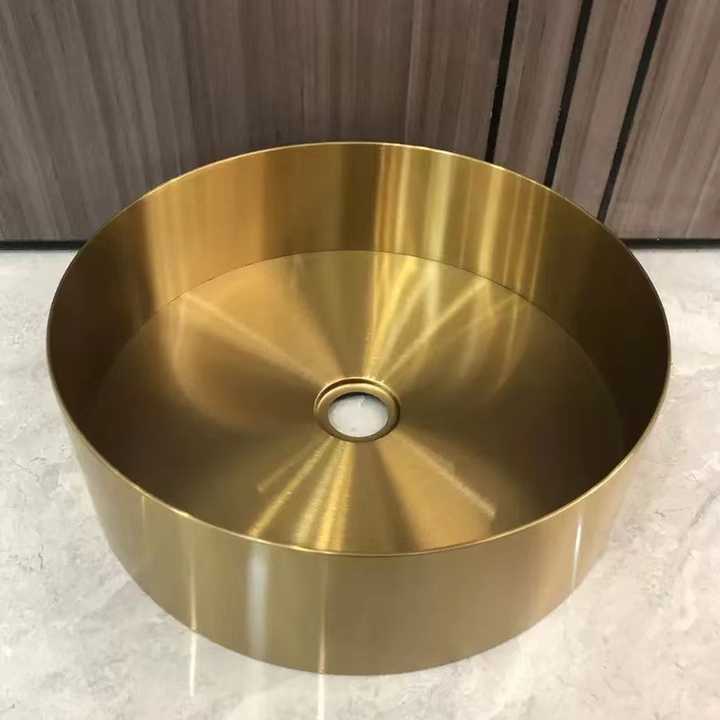 Bồn rửa mặt bằng thép không gỉ SUS304 màu vàng cho phòng tắm
