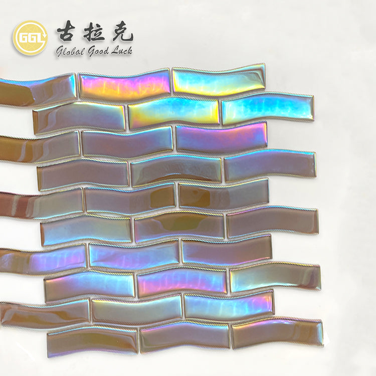 Goodluck Mosaic Gạch Mosaic Kính Hiện Đại Màu Nâu Lượn Sóng Đầy Màu Sắc Để Trang Trí Phòng Ngủ, Bếp, Phòng Tắm, Hành Lang, Đa Năng
