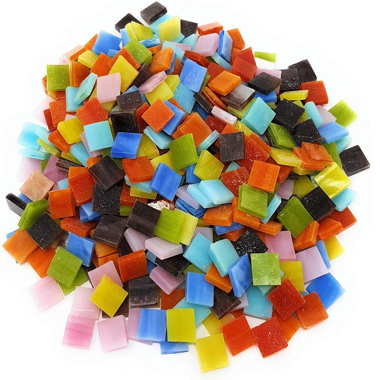 WANDIOR 10x10mm Gạch Mosaic Kính Màu Trang Trí Đa Sắc Hình Vuông Nhỏ cho Thủ Công DIY