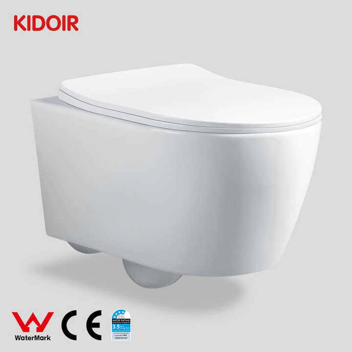 Bồn cầu sứ liền khối chất lượng cao WaterMark Trung Đông, bồn cầu treo tường hiện đại có chức năng xả nước và xả nước phía sau