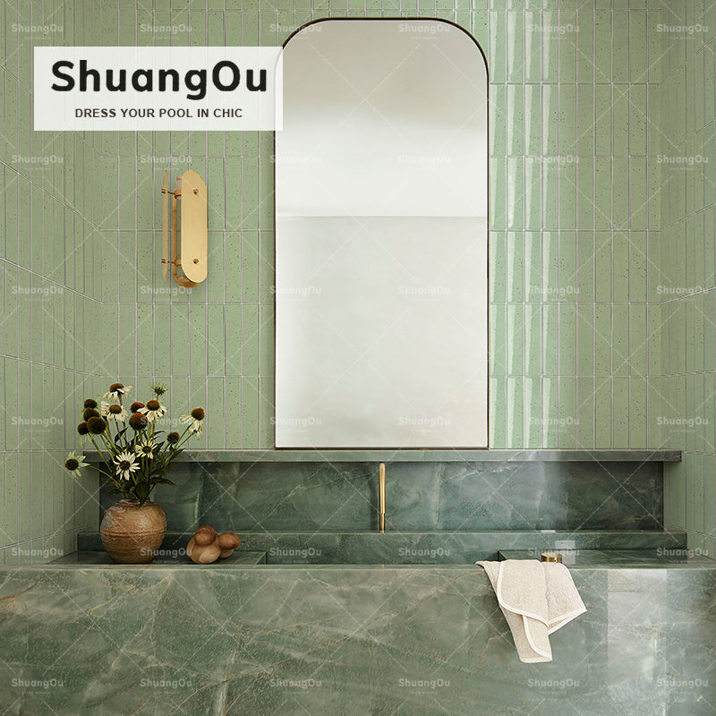 Gạch Mosaic Dải Đá Cẩm Thạch Xanh Tráng Men & Gốm Sứ Kiểu Kitkat Ốp Tường Bếp/Phòng Tắm – Hàng Bán Chạy Nhất