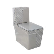 Bồn cầu xả siphon vuông bằng bạc chất lượng cao, bồn cầu một khối gắn sàn bằng gốm Commode cho phòng tắm khách sạn biệt thự