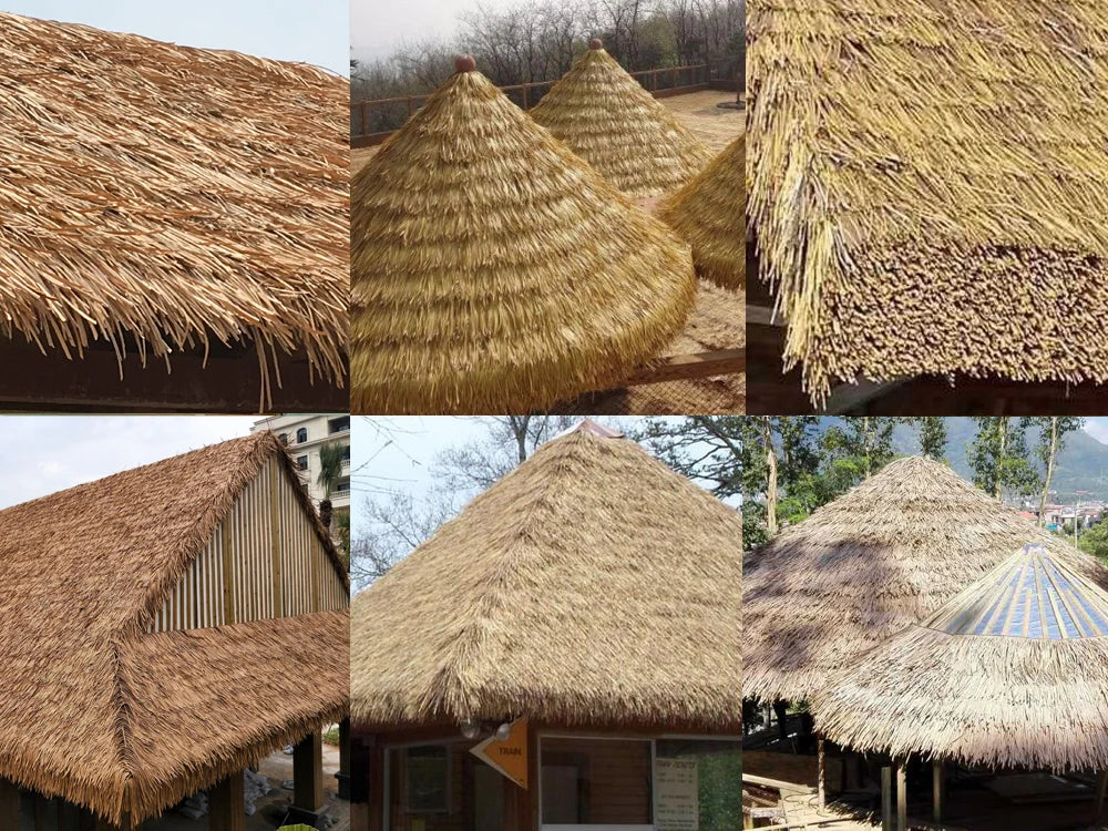 Quality 1 Year Warranty Modern Heat Resistant Plastic Artificial Thatch Roofing Tiles for Hotel Use-CD36