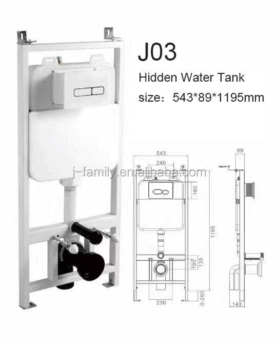 Bồn nước âm tường 200DL tiết kiệm nước với khung sắt cho bồn cầu treo tường
