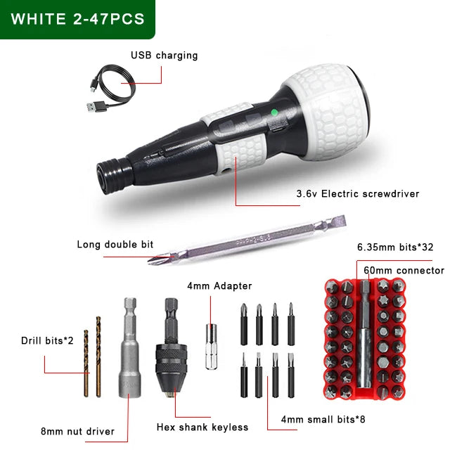 Dung Cu Van Oc Khong Day 3.6V 1800mAh Led Co Den Mini
