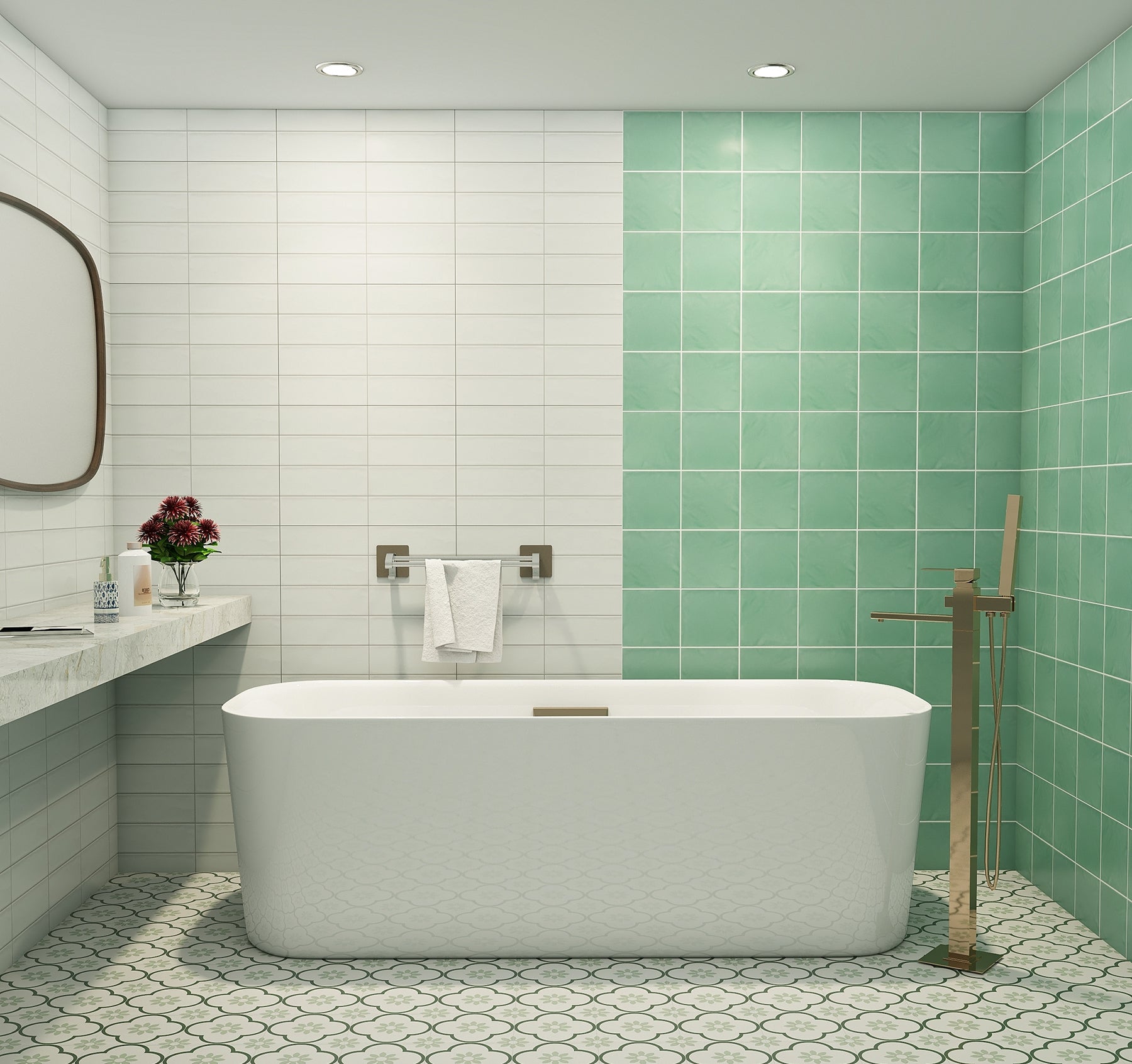 Gạch Mosaic Gốm Sứ Tráng Men Ốp Tường Phòng Tắm Và Nhà Bếp Kiểu Thẻ Trắng Carrara - Phật Sơn
