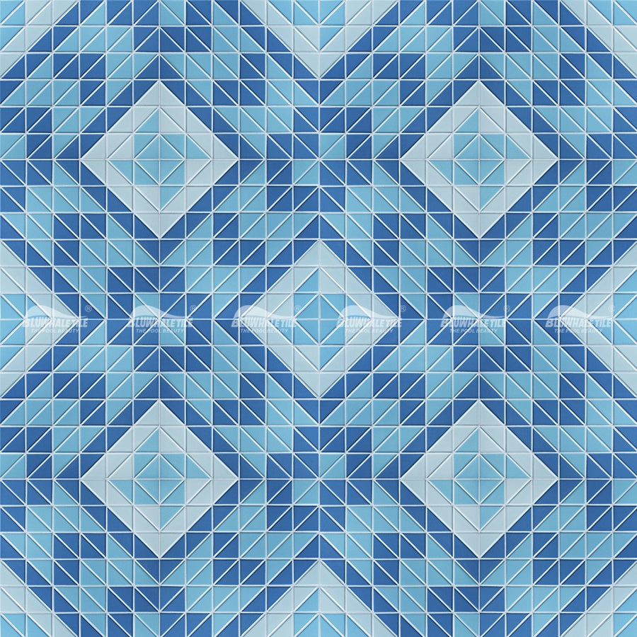 Gạch Mosaic Tam Giác Men Xanh Dương Tùy Chỉnh Sỉ Bluwhale
