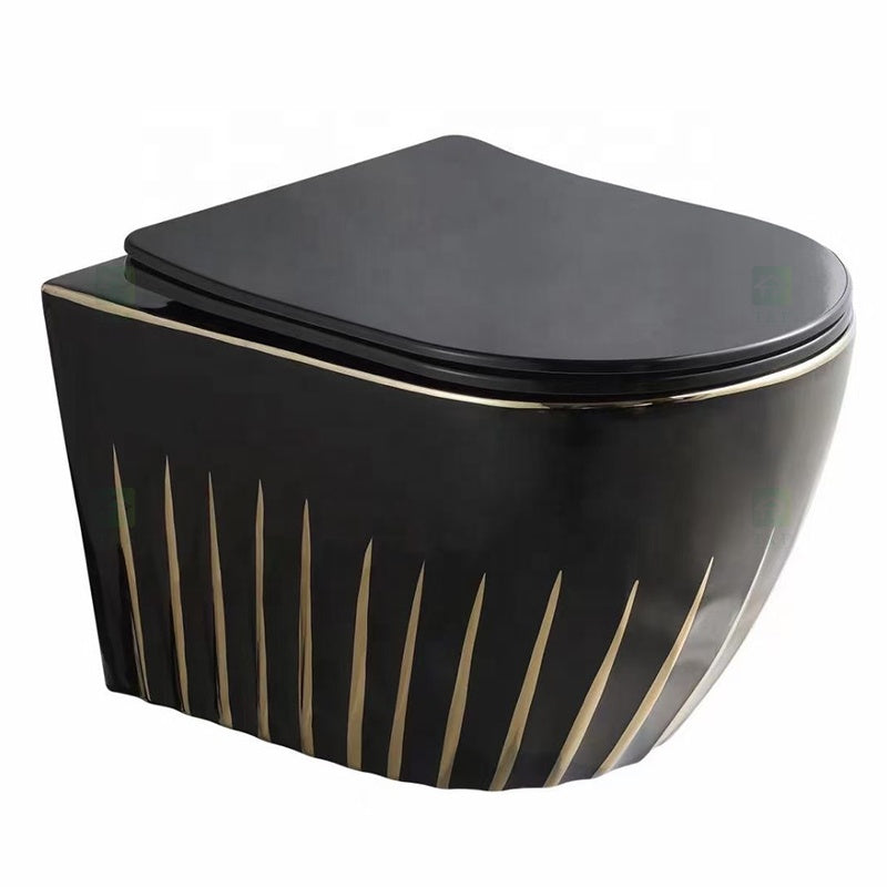 Bồn cầu treo tường không vành gốm sứ trắng đen mới