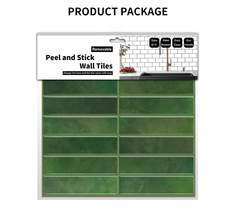 Jorunns Gạch ốp tường bóc dán 3D Vinyl Mosaic màu xanh lá dạng tấm cho phòng tắm, bếp khách sạn kiểu Châu Âu
