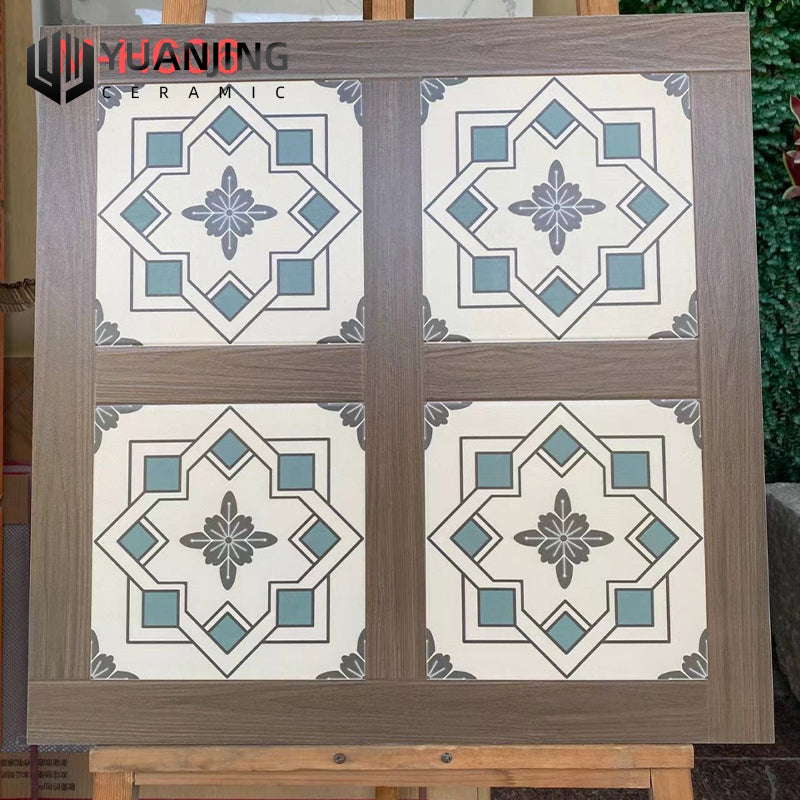 Gạch Sứ Lát Sàn Giả Cổ Vân Gỗ Phong Cách Trung Cổ Họa Tiết Mosaic 600x600 Dùng Cho Ban Công, Quán Cà Phê, Nhà Hàng