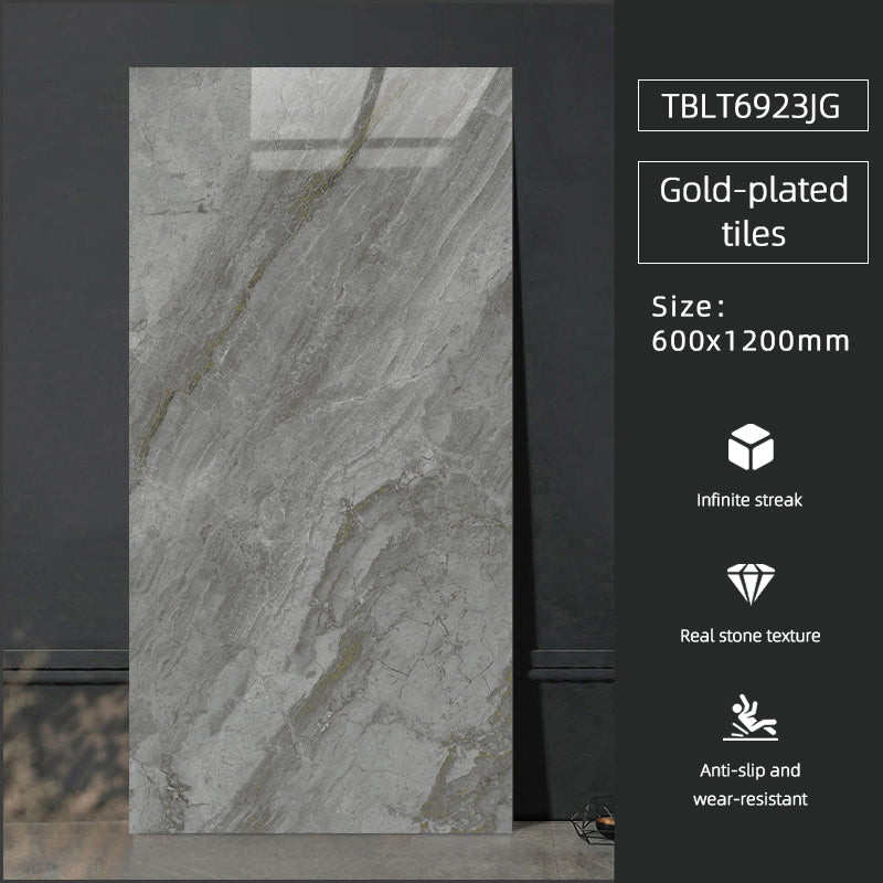 Gạch Porcelain tráng men bóng vân đá chất lượng cao cấp 600x1200mm, dày 10mm, dùng cho sàn bếp, khách sạn, gia đình.