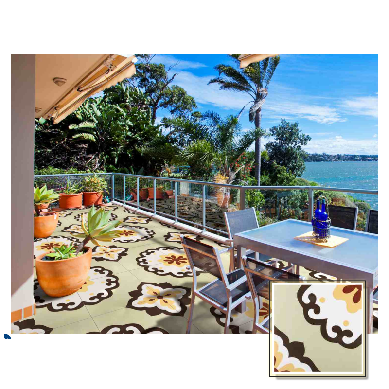 Gạch men Mosaic bông kiểu Pháp, họa tiết hoa, thiết kế hiện đại, thủ công