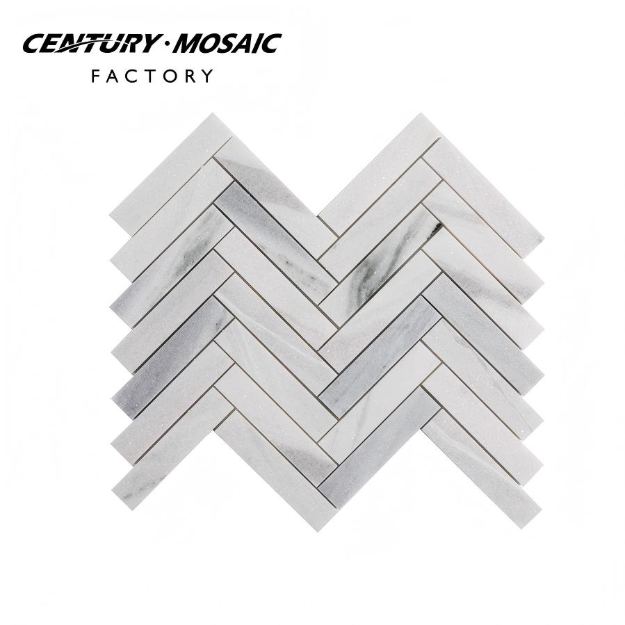 Centurymosaic Bán Buôn Gạch Mosaic Đá Cẩm Thạch Lasa Bianco Trắng Bóng Kiểu Phím Đàn Piano Mới