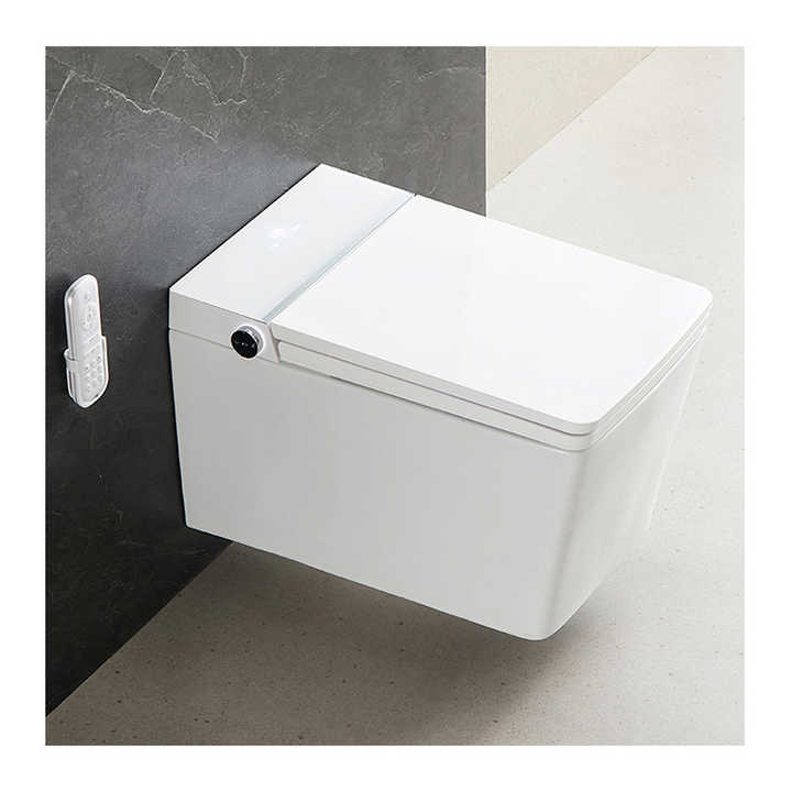 Thiết bị vệ sinh thời trang màu sắc thông minh hình vuông gốm sứ thông minh gắn tường bồn cầu tự động thông minh