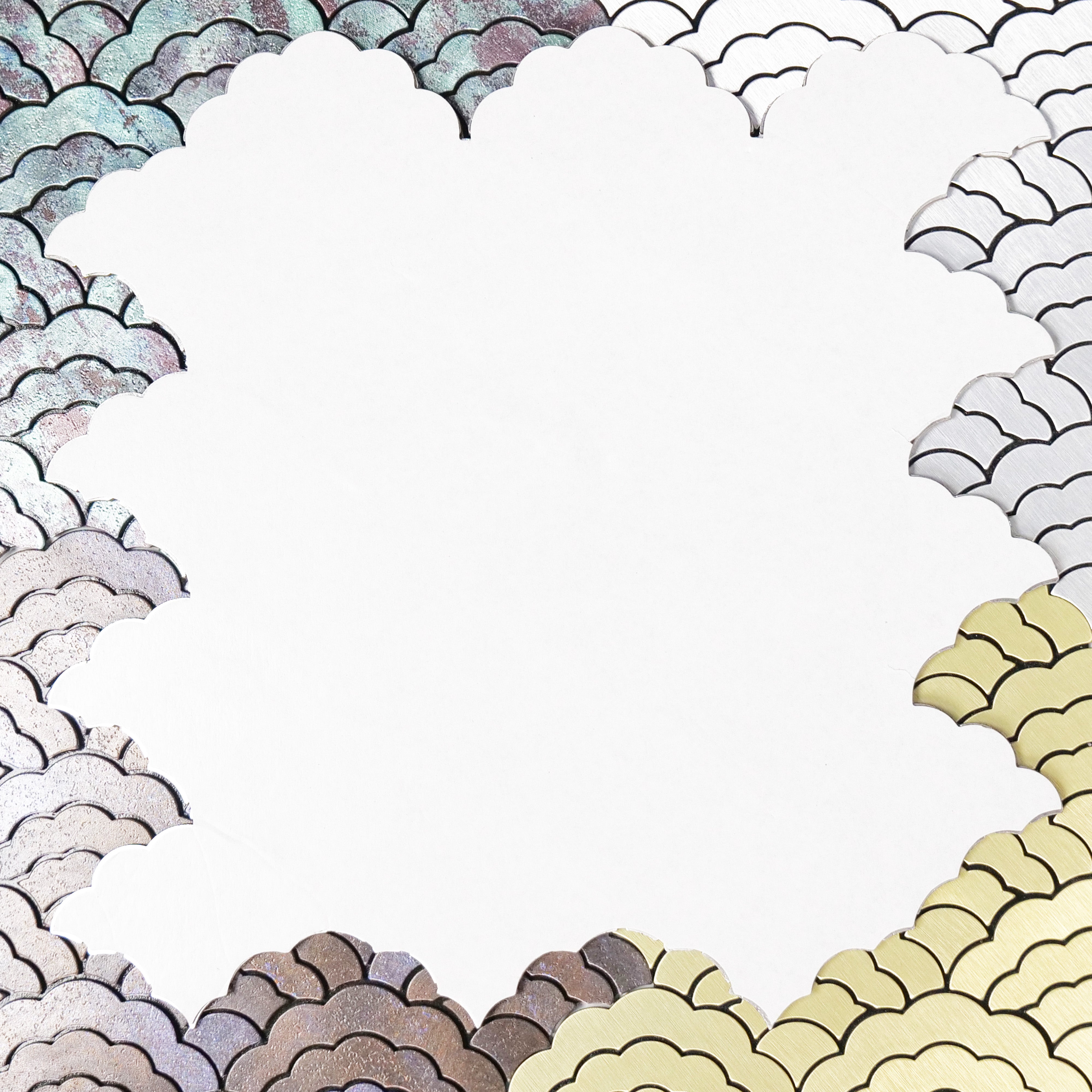 Phật Sơn Phong cách Hiện đại Màu Đồng Xanh Hình Đám Mây Gạch Mosaic Nhôm Nhựa Tự Dính