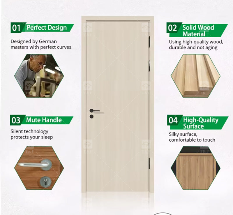 Cửa Nội Thất Gỗ Tự Nhiên Chống Nước Hiện Đại, Thiết Kế Mới