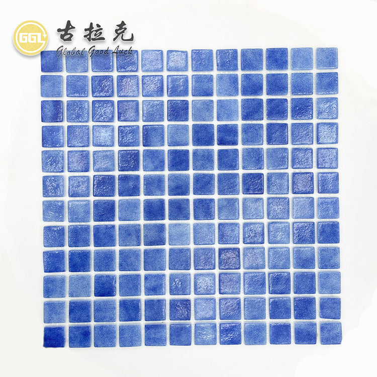 Gạch Mosaic Thủy Tinh Vuông Xanh Dương Tuyệt Đẹp Dày 4mm Bề Mặt Bóng