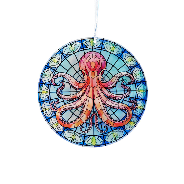 Móc Treo Cửa Sổ Kính Màu Hình Bạch Tuộc, Đồ Treo Bắt Nắng, Quà Tặng Hàng Hải, Trang Trí Chủ Đề Đại Dương Cho Phòng Khách, Phòng Tắm