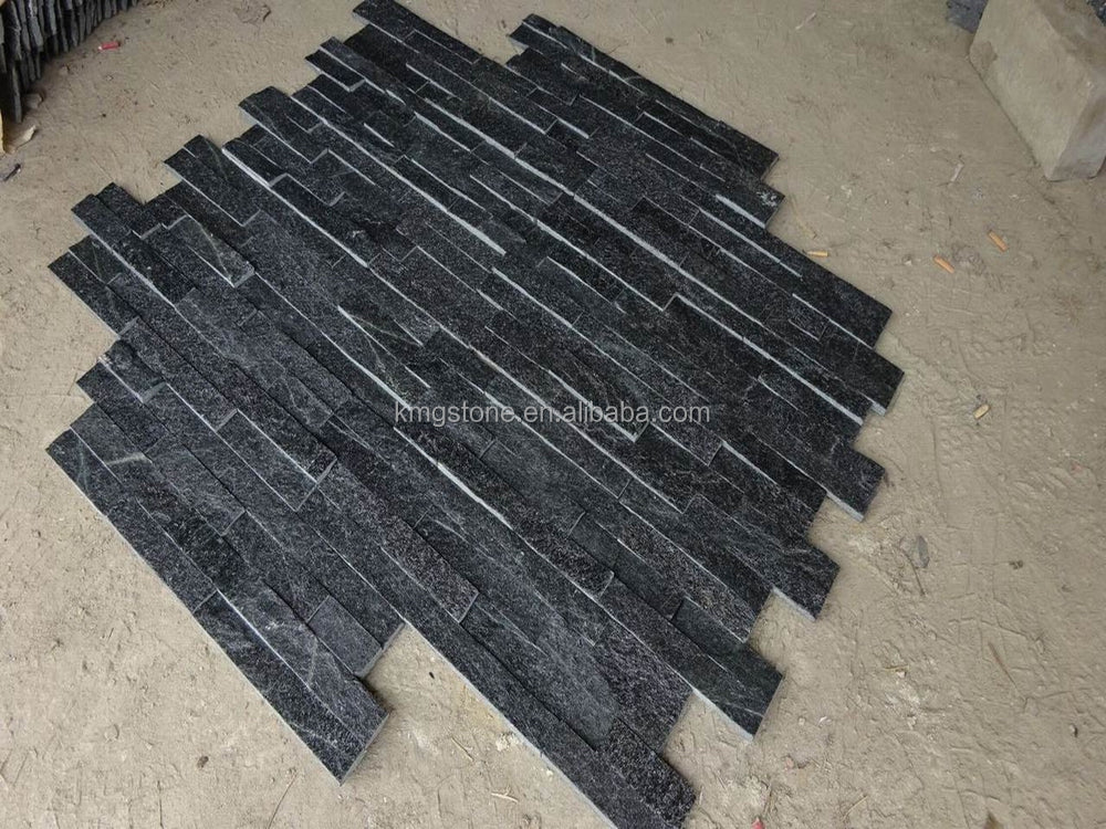 Tấm Ốp Tường Đá Quartzite Đen Ngoài Trời Sang Trọng – Thẩm Mỹ Cao Cấp với Thiết Kế Đá Phiến Cao Cấp