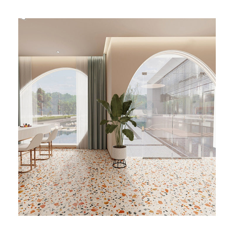 Gạch Terrazzo Toàn Sứ Bề mặt Men mờ Khắc tinh xảo, Phong cách Tươi mới Thanh lịch, Gạch Sứ dùng cho Cửa hàng Thời trang, Khách sạn