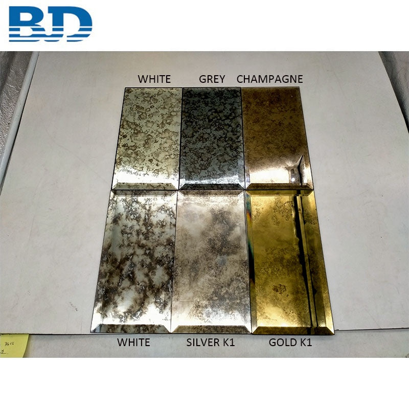 Gạch Gương Cổ Điển Mosaic Lục Giác Dài Vát Cạnh Bóng Mờ Khói Gạch Ốp Tường Gương Tổ Ong Vát Cạnh
