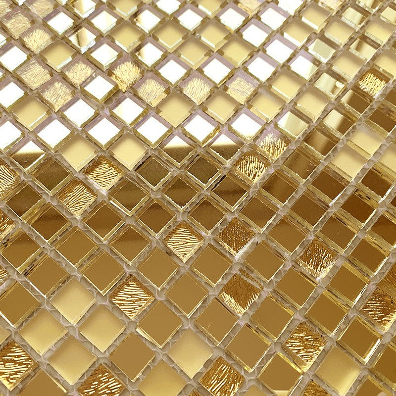 Gạch Mosaic Kính Tráng Gương Hình Kim Cương Vát Cạnh Màu Bạc Trừu Tượng Ốp Bếp Phòng Khách