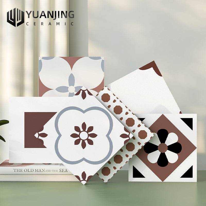 Gạch Sứ Hiện Đại 300x300mm Họa Tiết Hoa Nhỏ Chống Trượt Màu Caramel Lát Sàn Nhà Tắm, Bếp, Ban Công