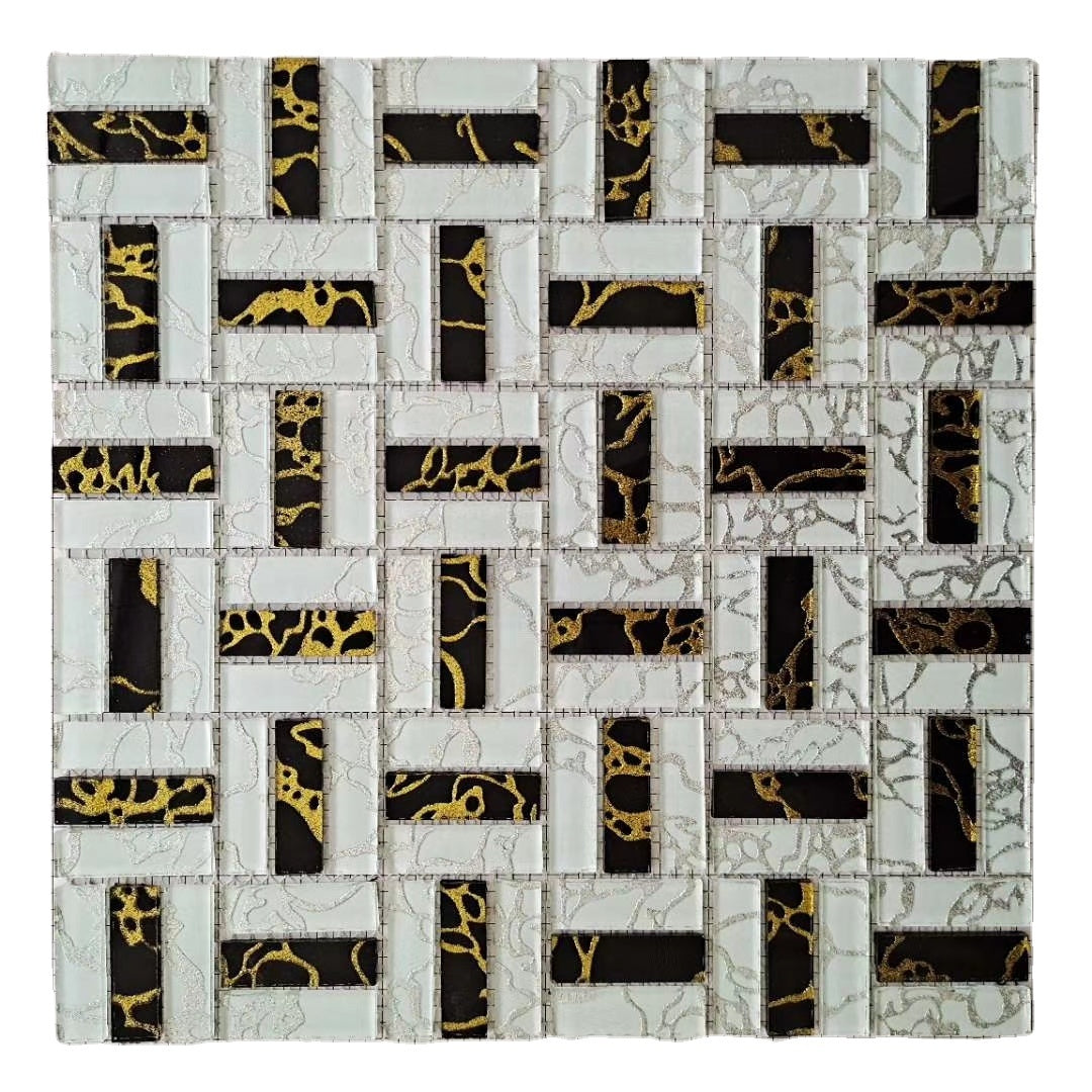 Gạch kính mosaic pha lê vàng óng Gạch mosaic kính gương màu vàng Giá xuất xưởng