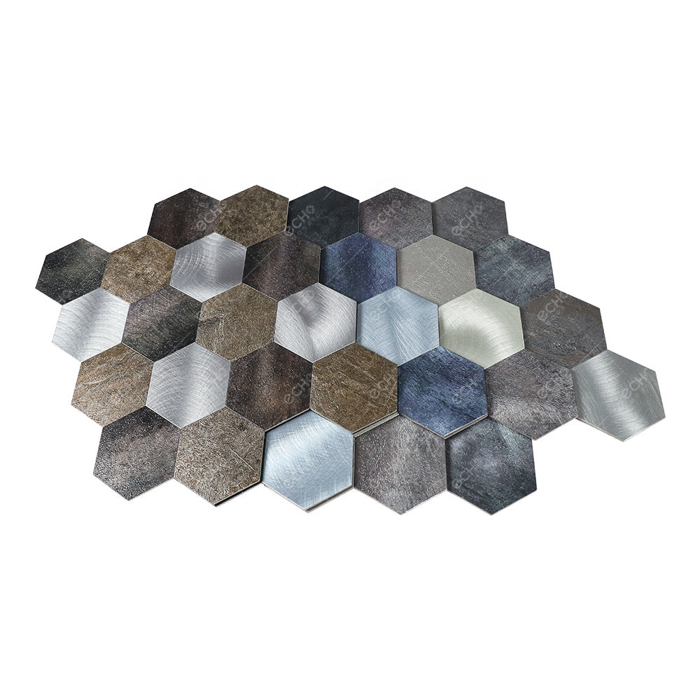 Gạch Mosaic Nhôm Lục Giác Bóc Dán Dễ Lắp Đặt Không Vữa Không Bừa Bộn