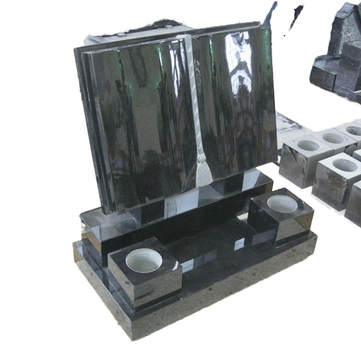 Bia mộ Đá Granite Đen Impala Phong cách Châu Âu Hiện đại Kiểu sách Gạch Đá Cẩm thạch