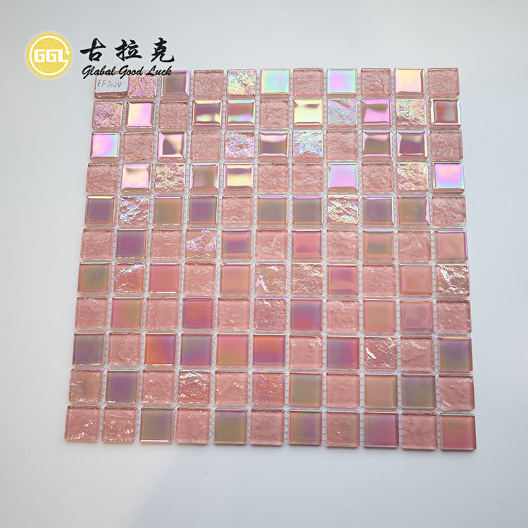 Gạch Mosaic Kính Vuông Hồng Bóng Thiết Kế Hiện Đại Cho Bể Bơi Và Trang Trí Nội Thất