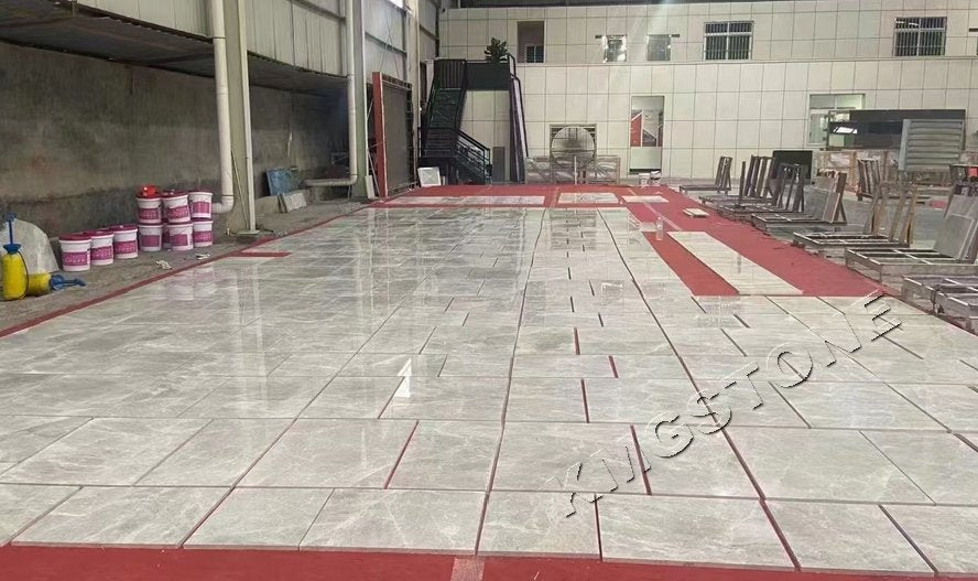 KMGSTONE Đá cẩm thạch xám tùy chỉnh, hiện đại, đánh bóng, bền, chống thấm nước, sàn và tường bếp, phòng ăn, khách sạn