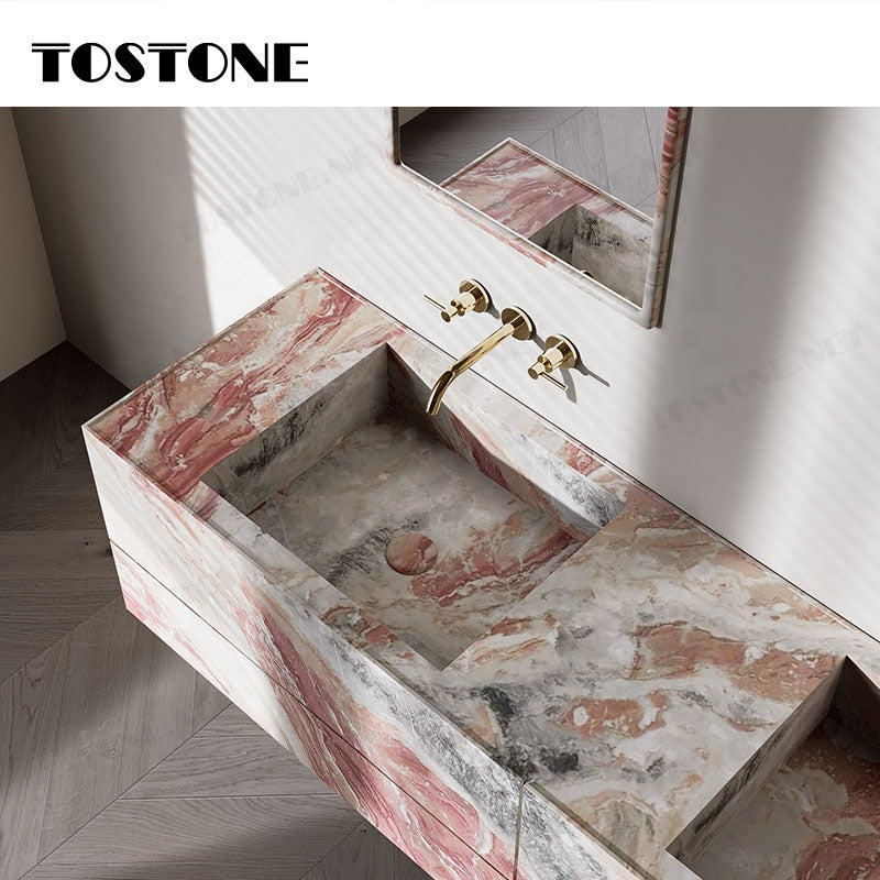 Tostone Bàn Lavabo Đá Cẩm Thạch Đỏ Monica Cổ Điển Bền